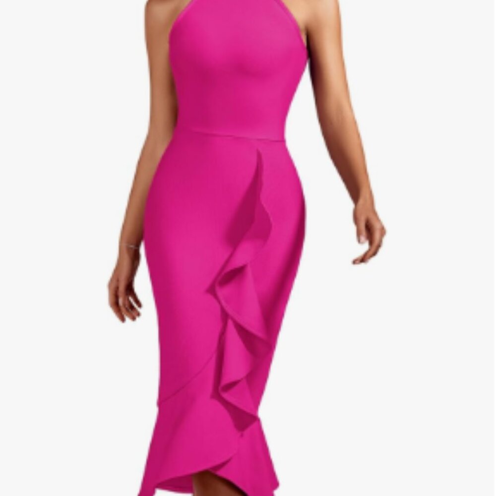 whoinshop Women's BLACK Halter Mermaid Bandage Dress | L | NWT - Picture 10 of 12